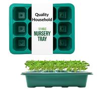 Q&H 12 Cells Seed Starter Tray with Lid - 18cm Garden Seedlings Plug Container - Plastic Plants Germination Nursery Seeds Sprouter Trays - Reusable Plant Pots Growing Propagator Drainage Holes Home