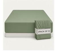 Q&H - 2x King Bedding Fitted Sheet Sage Green - Brushed Microfibre 30cm Deep Pocket Elasticated Fit - Easy Care Soft & Breathable - Washable Fade & Shrink Resistant Mattress Sheet
