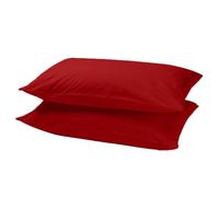 Q&H - 2x Plain Pillow Cases Red - Soft Polycotton Pillowcases - Machine Washable, Quick Drying, Breathable Pillowcase - Wrinkle, Fade, Stain Resistant Bedroom Covers - 50cm x 75cm