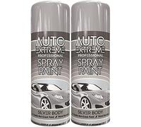 Q&H 400ML Auto Extreme Silver Body Spray Paint - Automotive Excellent Coverage Adhesion Bright Finish Interior & Exterior Use - Professional Quality Paints Restorer for Car Bike Petrol Resistant (2)