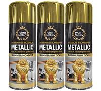 Q&H 400ML Metallic Shimmering Gold Spray Paint Brilliant Gloss Finish - Premium Luxury Vibe Reflective Finishing Golden Surface Coating - Use on Metal, Plastic, Ceramic - Interior & Exterior Use (3)