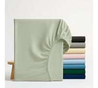 Q&H Bedding 2x Double Fitted Sheet Sage Green, 30cm Extra Deep Fitted Sheet, Soft Brushed Microfiber Elastic Bed Sheets, Shrinkage, Fade Resistant, Washable Sheets