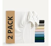 Q&H Bedding 2x Single Fitted Sheet White, 30cm Extra Deep Fitted Sheet, Soft Brushed Microfiber Elastic Bed Sheets, Shrinkage, Fade Resistant, Washable Sheets