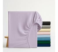 Q&H Bedding Small Double Fitted Sheet Lilac, 30cm Extra Deep Fitted Sheet, Soft Brushed Microfiber Elastic Bed Sheets, Shrinkage, Fade Resistant, Washable Sheets
