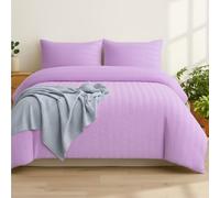 Q&H Bedding Super King Seersucker Duvet Cover Set - Lilac Quilt Cover Brushed Microfiber with Pillowcase - Multiple Sizes Complete Bedding Set - Soft & Breathable, Easy Care & Machine Washable