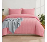 Q&H Bedding Super King Seersucker Duvet Cover Set - Pink Quilt Cover Brushed Microfiber with Pillowcase - Multiple Sizes Complete Bedding Set - Soft & Breathable, Easy Care & Machine Washable