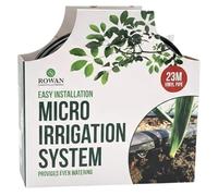 Q&H - Complete 23m Micro Irrigation System - Vinyl Plastic Pipe with 10 End & 10 Inline Drippers - Tap Adaptor, Flow Valve, Connectors, Stakes - Quick Garden Watering Kit (1x)