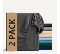 Q&H - Fitted Sheet Small Double, 30cm Extra Deep Fitted Sheet, Soft Polycotton Elastic Bed Sheets, Shrinkage, Fade Resistant, Washable Sheets (Charcoal, 2x Small Double 120x190+30cm)