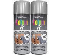 Q&H Grey Primer Spray Paint for Plastic Aerosol Paints - Premium Matt Finish Quick Drying Painting Touch for Interior & Exterior Use - Ideal Home Sprays for Metal, Wood Body Surface Garage 400ml (2)