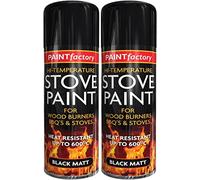 Q&H High Temp Black Matt Spray Paint 400ml - Stove Paints for Wood Coal Burner, Stoves, BBQ's, Chimneys, Fireplaces - Heat Resistant 600°C - & Quick Drying Provide Great Coverage & Adherence Home (2)