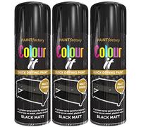 Q&H Multipurpose Black Matt Spray Paint - Matt Finish Ideal for Interior & Exterior Use - Quick Drying Paints for Metal, Plastic, & Wood - Easy to Apply Stay Too Long Smooth Finishing Black 400ml (3)