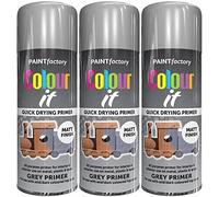 Q&H Multipurpose Grey Primer Spray Paint for Metal - Suitable for Plastic, Wood All Body Surface Use - Quick Dry Indoor & Outdoor Top Coat Aerosol Paints - Matt Finish Automotive Sprays Home 400ml (3)