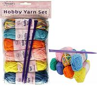 Q & H QUALITY HOUSEHOLD Q & H 6 Pcs Hobby Yarn Set Knitting Multicolor Assorted 20g Balls and Pair of Needles Craft Balls of Wool Starter Sewing Kids Warm Sigh Impairment Embroidery Sew Edge Cushion