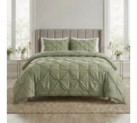 Q & H QUALITY HOUSEHOLD Q&H Pintuck Single Duvet Cover Set Sage Green with Pillow Cases - Soft Brushed Microfiber Quilt Cover - Breathable, Wrinkle Resistant, Easy Care Bedding Set
