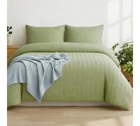 Q&H - Seersucker Duvet Cover Set With Pillow Pair Cases - Ultra Soft Comfy Polycotton Duvet Bed Set - Machine Washable & Breathable Comforter Sets (Sage Green, Super King (260x220cm)