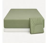 Q&H - Single Bedding Fitted Sheet Sage Green - Brushed Microfibre 30cm Deep Pocket Elasticated Fit - Easy Care Soft & Breathable - Washable Fade & Shrink Resistant Mattress Sheet