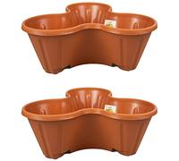 Q&H - Trio Outdoor Plastic Garden Planter - Terracotta Color 3 Compartments Herb and Flower Pot - Durable Weather-Resistant Plastic Planter for Patios, Balconies, Porches, and DIY Gardening (2)