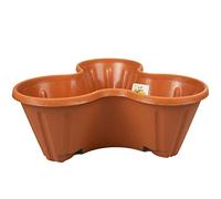 Q&H - Trio Outdoor Plastic Garden Planter - Terracotta Color 3 Compartments Herb and Flower Pot - Durable Weather-Resistant Plastic Planter for Patios, Balconies, Porches, and DIY Gardening (1)