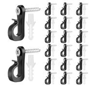 Q-Hange Screw Hook in Hooks, 20 Pcs Fence Hook with Safety Buckle, Christmas Light Hooks Clips, Outdoor Hook for Outdoor Lights Hanging String Light Plants & Party Decor Christmas Patio Garde (Black)