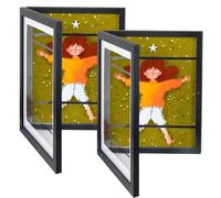Q.Hou Kids Artwork Picture Frames Wood 2 Pack Display 8.5x11, Kids Art Frames Front Opening Holds 50, Black Great for Kids Drawings, Children Art Projects(UK-8612BK-2PK)