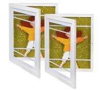 Q.Hou Kids Artwork Picture Frames Wood 2 Pack Display 8.5x11, Kids Art Frames Front Opening Holds 50, White Great for Kids Drawings, Children Art Projects(UK-8612WT-2PK)