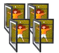 Q.Hou Kids Artwork Picture Frames Wood 4 Pack Display 8.5x11, Kids Art Frames Front Opening Holds 50, Black Great for Kids Drawings, Children Art Projects(UK-8612BK-4PK)