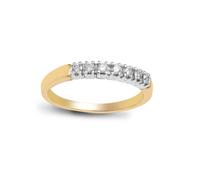 (Q) Jewelco London Ladies Solid 9ct Gold 4 Claw Set Round H I1 0.25ct Diamond 7 Stone Half Eternity Ring 3mm - 9R018
