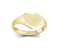 (Q) Jewelco London Ladies Solid 9ct Yellow Gold Love Heart Signet Ring - JRN458
