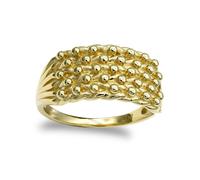 (Q) Jewelco London Men's Solid 9ct Yellow Gold 5 Row King George III Keeper Guard Rope Edge Ring - JRN078