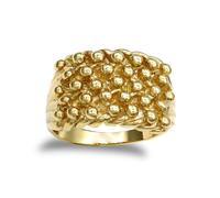 (Q) Jewelco London Men's Solid 9ct Yellow Gold 5 Row King George III Keeper Guard Rope Edge Ring - JRN082