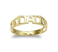 (Q) Jewelco London Men's Solid 9ct Yellow Gold Curb Link Sides DAD Ring - JRN126
