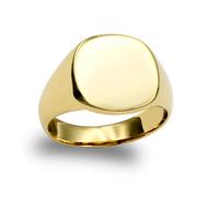 (Q) Jewelco London Men's Solid 9ct Yellow Gold Square Cushion Signet Ring