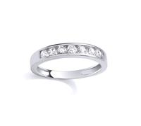 Jewelco London Sterling Silver CZ Channel Set Half Eternity Ring