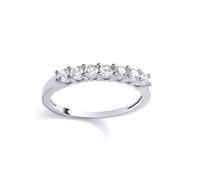 Jewelco London Sterling Silver CZ Half Eternity Ring