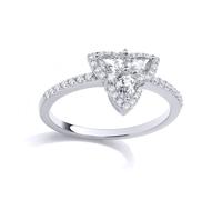 (Q) Jewelco London Rhodium Plated Sterling Silver Pear CZ Celtic Trinity Knot Cluster Engagement Ring - GSR1031