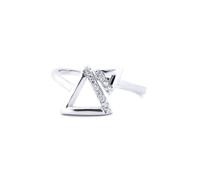 (Q) Jewelco London Rhodium Silver Round CZ Lil n Large Triangles Bypass Ring - ARN172