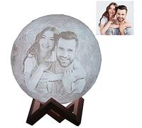 Q&K Custom Photo 3D Moon Lamp Personalised Stand,Custom Moon Light with Photo and Text,16 Colors,USB Charging Moon Night Light Forkids,Birthday,Thanksgiving,Christmas,Mothers Day Gifts (8CM)