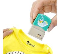 Q&K Rubber Round Stamp for Kids, Customized Name Stamp DIY, Blue, Not Easy to Fade, Best for Clothes, School Bags, Shoes etc., Boy