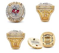 Q&N 2021 NFL Super Bowl Ring Tampa Bay Championship Ring Brady Ring Replica with Display Box Collection Souvenir for Pirate Fans Father Boyfriend,7