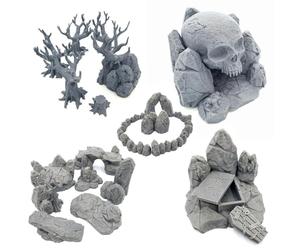 Q P Quality Printing 3D QP3D - Celtic Rune, Skull, Grave Rock with Trees - Scatter Terrain, Fantasy Scenery for Tabletop & RPG 28-32mm Miniatures Wargames