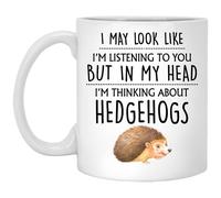 Q.PaddyShops Hedgehog Mug, 11oz Ceramic Funny Hedgehog Gift, Modern Cylindrical Mug for Hot Drinks