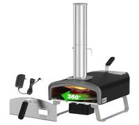 Q Pizza Wood Fire Pizza Oven with Rotatable Stone, Portable Wood/Charcoal Pizza Oven with Chimney and Door, Outdoor Pizza Stove for Backyard, Camping, Picnicking, RV, Tailgating, PS108