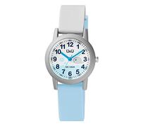 Q&Q Children's Silicone Watch 10 Bar Multi-Coloured Pattern Analog Quartz Learning Watch, Grey Whale, Lanyard