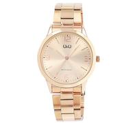 Q&Q Elegant Rose Gold Stainless Steel Metal Band 40mm Diameter Waterproof Quartz Movement Wrist Watch with Deployment Clasp