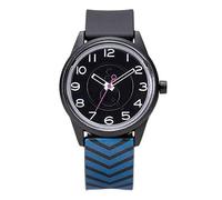 Q&Q Smile Solar by Citizen Eco-Friendly Unisex Watch | Solar Powered Analog Quartz Wristwatch, 5 ATM Water Resistant, Comfortable Polyurethane Strap - Black & Striped Dial (RP00J053Y)