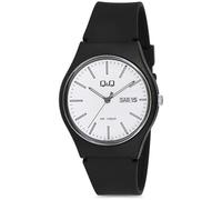 Q&Q Unisex Watch Silicone Strap Date Display Pin Buckle 10 Bar (Black)