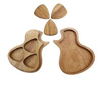 Q QINGGE Wooden guitar pick rack natural hardwood clamshell pick rack with 3 wooden picks, suitable for various stringed instruments