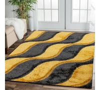Q&S Home Living Room - Viva Area Rugs for Bedroom Anti Slip - Modern Super Soft Thick Pile Small Fluffy Shaggy Rug Non Shedding (Ochre, 160 x 230 cm)