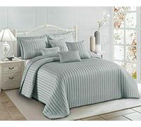 Q-Style 3PCs Quilted Bedspread Soft Microfiber Coverlet with Pillow Shams All-Season Decorative Comforter Throw Channel Stitch Bedding Set (Silver (Pom-Pom), Single)