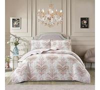 Q Style Quilted Patchwork Bedspread Bed Throw 2 Piece Comforter bedding set with Pillow Shams and Coverlet Throw Machine Washable (Jasmine-Pink, Single)